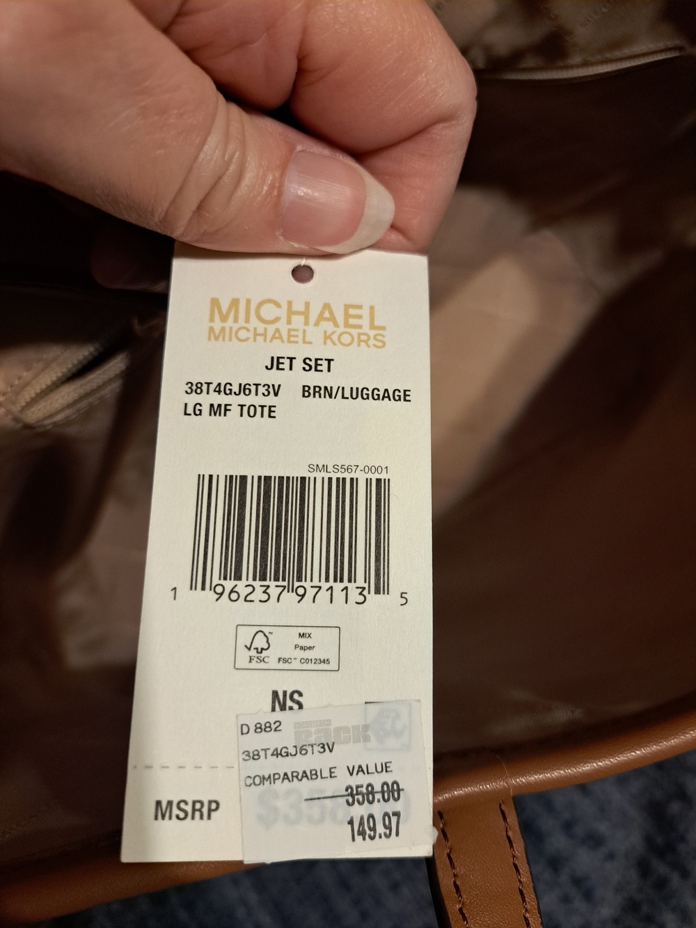 Michael Kors Brown Logo Tote with Tan Trim - Picture 5 of 6